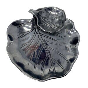 Vintage Aluminum Leaf Dish Decorative Bowl Made in India 9.25”